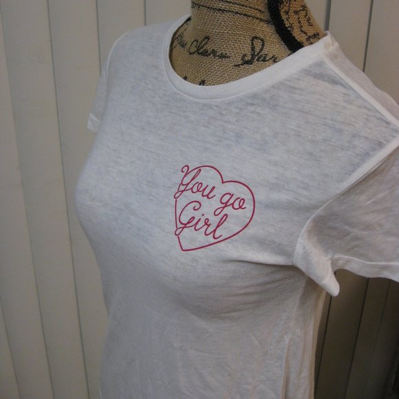 NWT Express white You Go Girl graphic t shirt top XS extra small - Picture 2 of 6